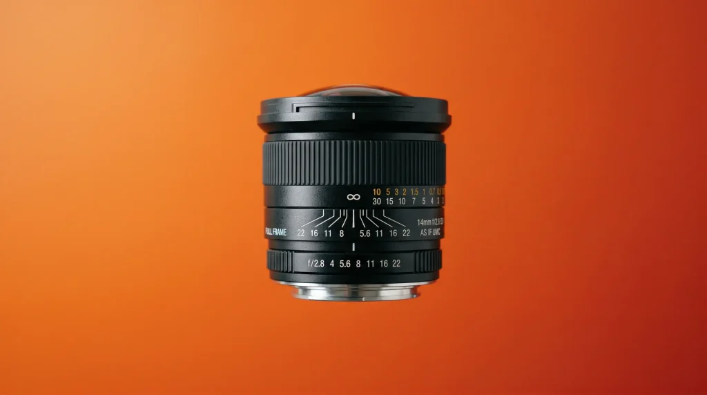 Об’єктив камери на однотонному фоні