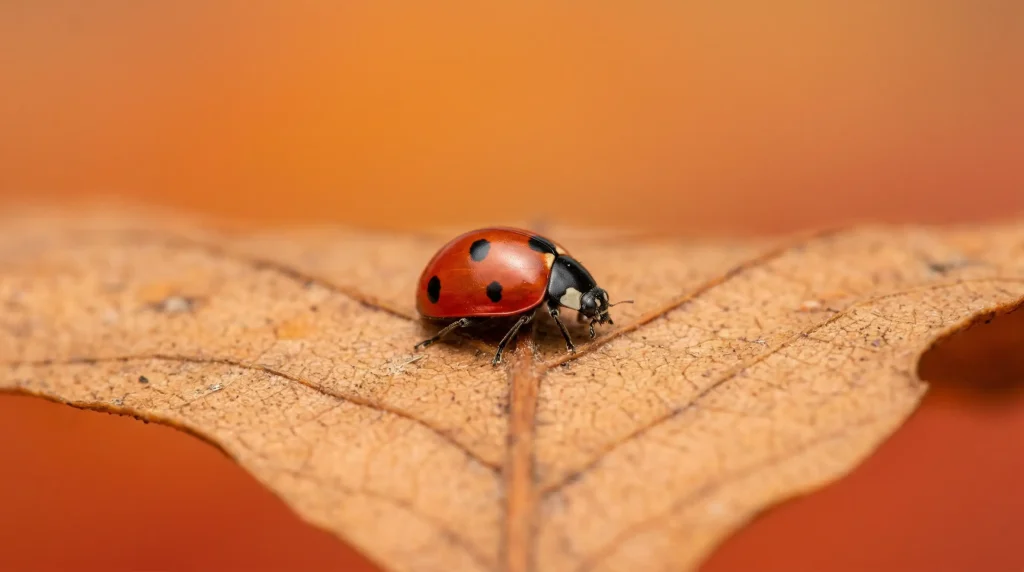 Сонечко на листку з макрозйомкою