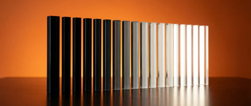 Ряд темних і світлих вертикальних панелей як ілюстрація динамічного діапазону